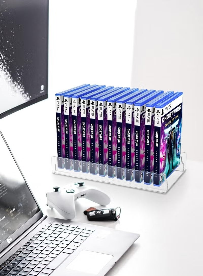 EMAAZZ LLC Clear Acrylic Video Game Storage Organizer Stand  Game Holder for PS5, PS4 & PS3 Game Cases, Stores up to 12 Game Boxes - Image 2